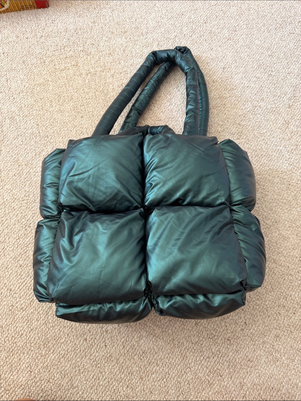 Anthropologie Puffer Tote in Deep Green